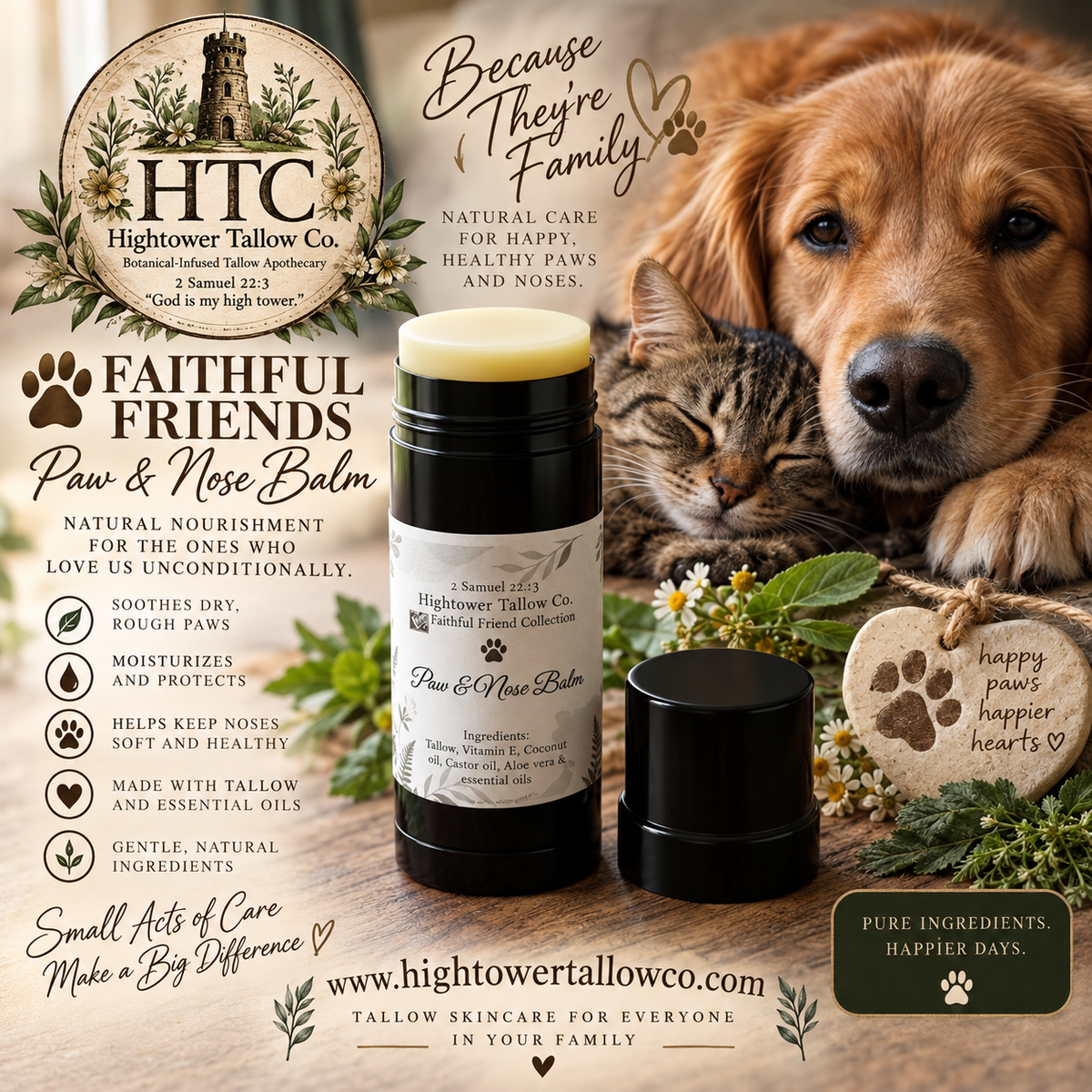 Paw & Nose Balm | Botanical Tallow Balm for Dogs & Cats | Safe, Natural Pet Skincare